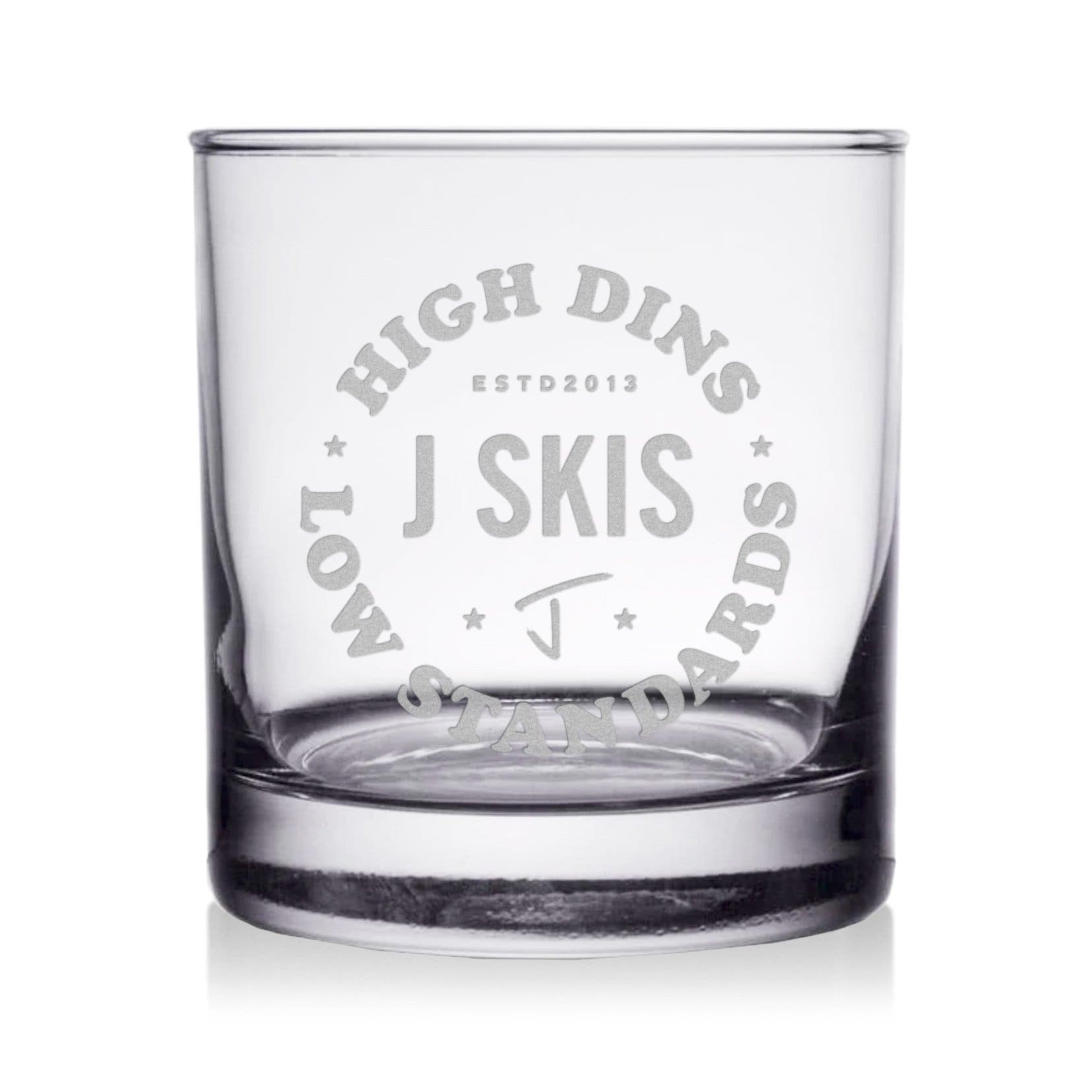 J skis whiskey glass