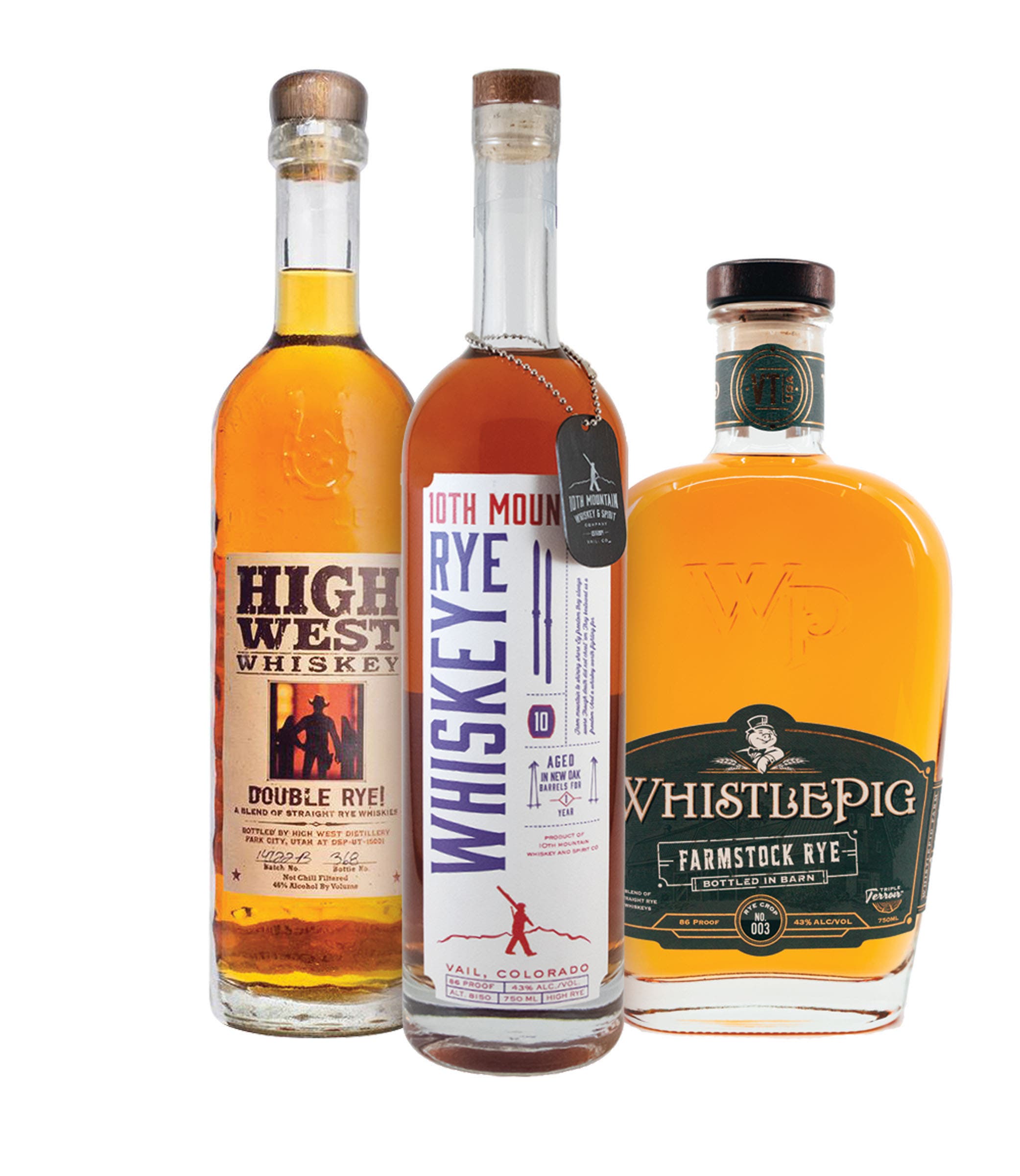 Three rye whiskeys