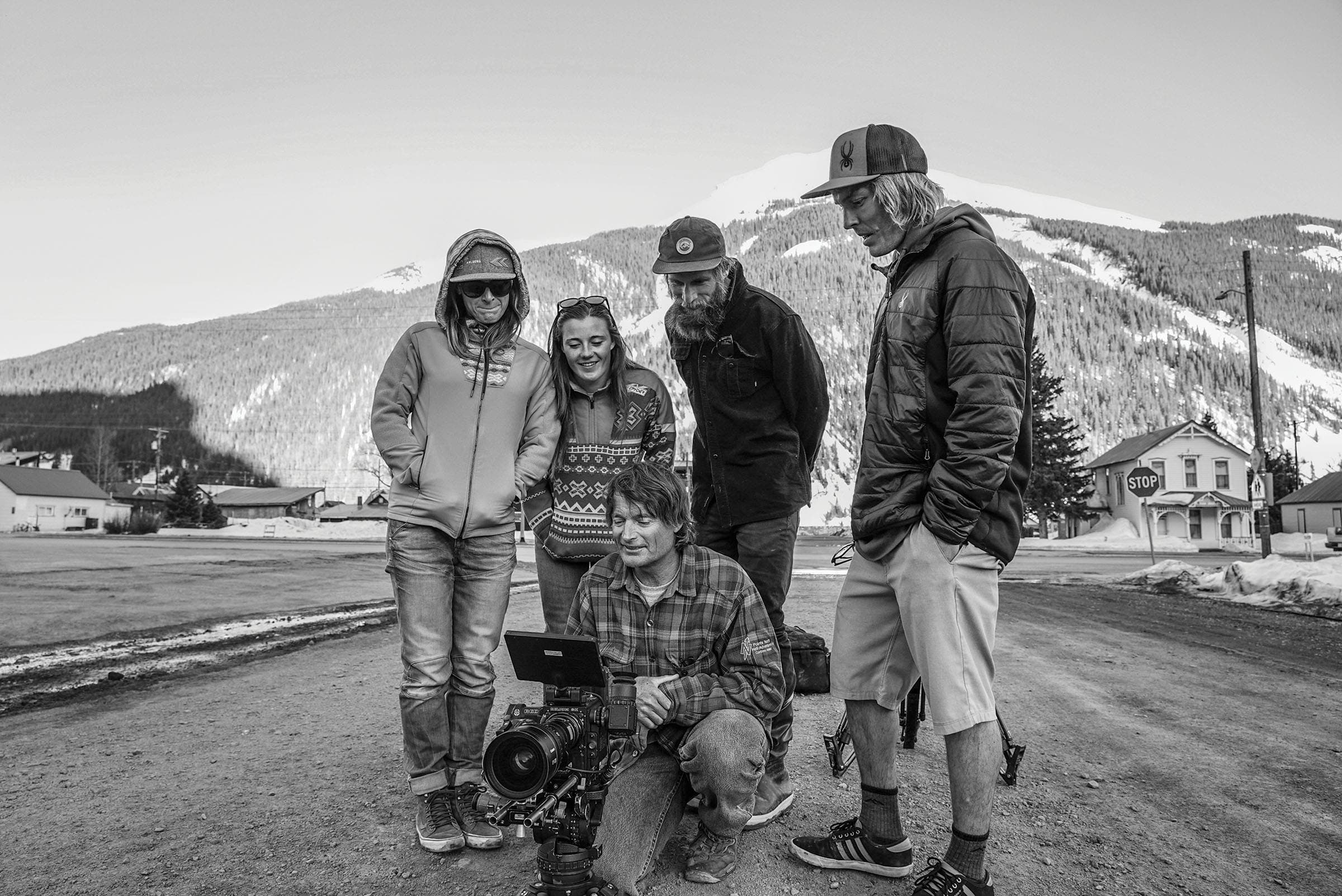 The athletes checking in with the cinematographers.