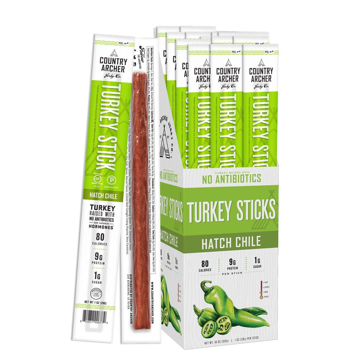 Country Archer Meat Stick, Turkey Hatch Chile