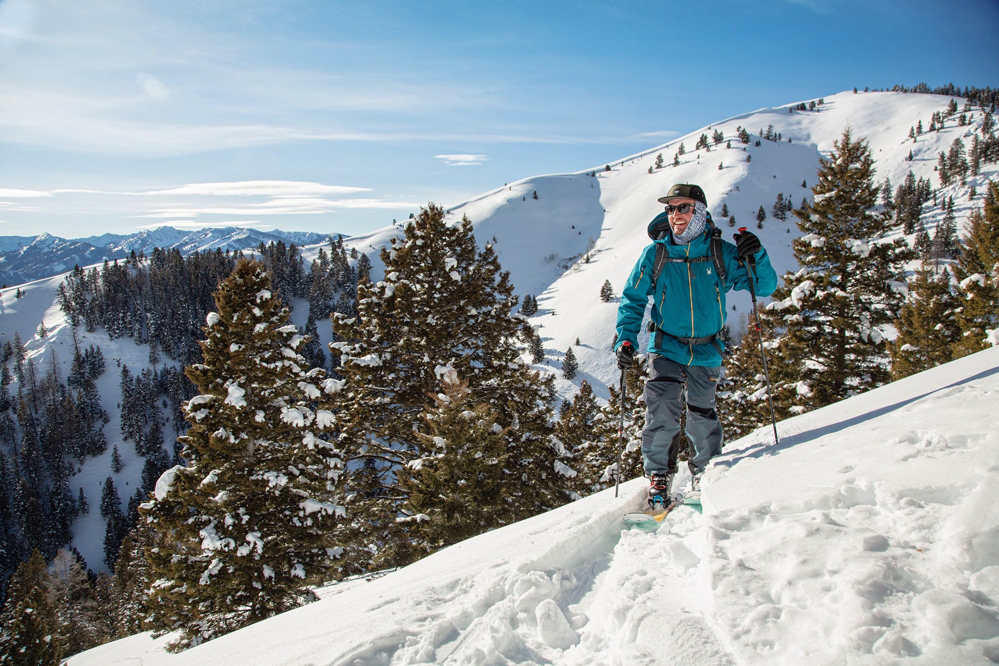 SKI Magazine editor Jon Jay on a backcountry guided tour in Sun Valley, Idaho