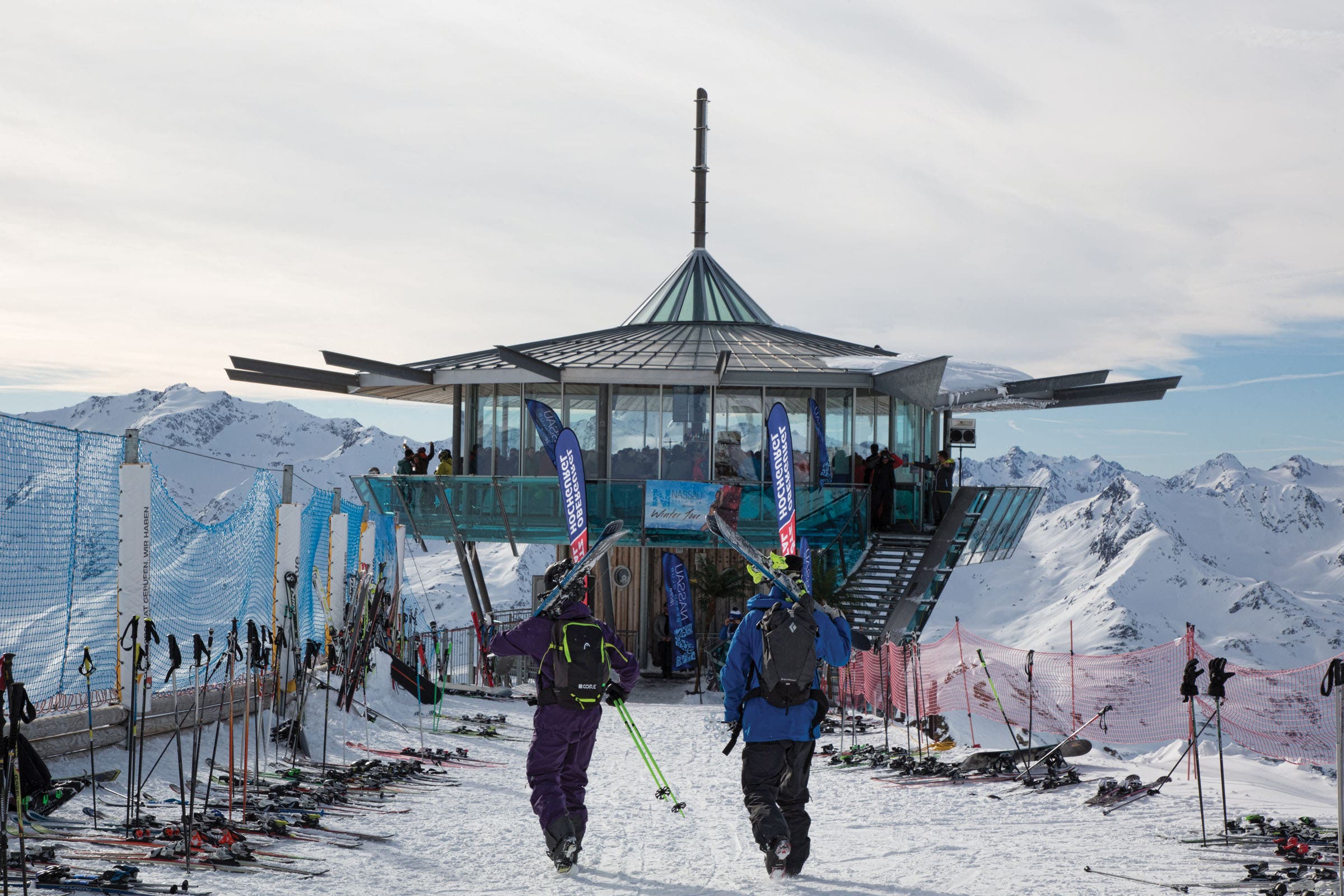 The top Mountain Star, a stunning summit bar at the top of the Austrian- Italian border, Hochgurgl.