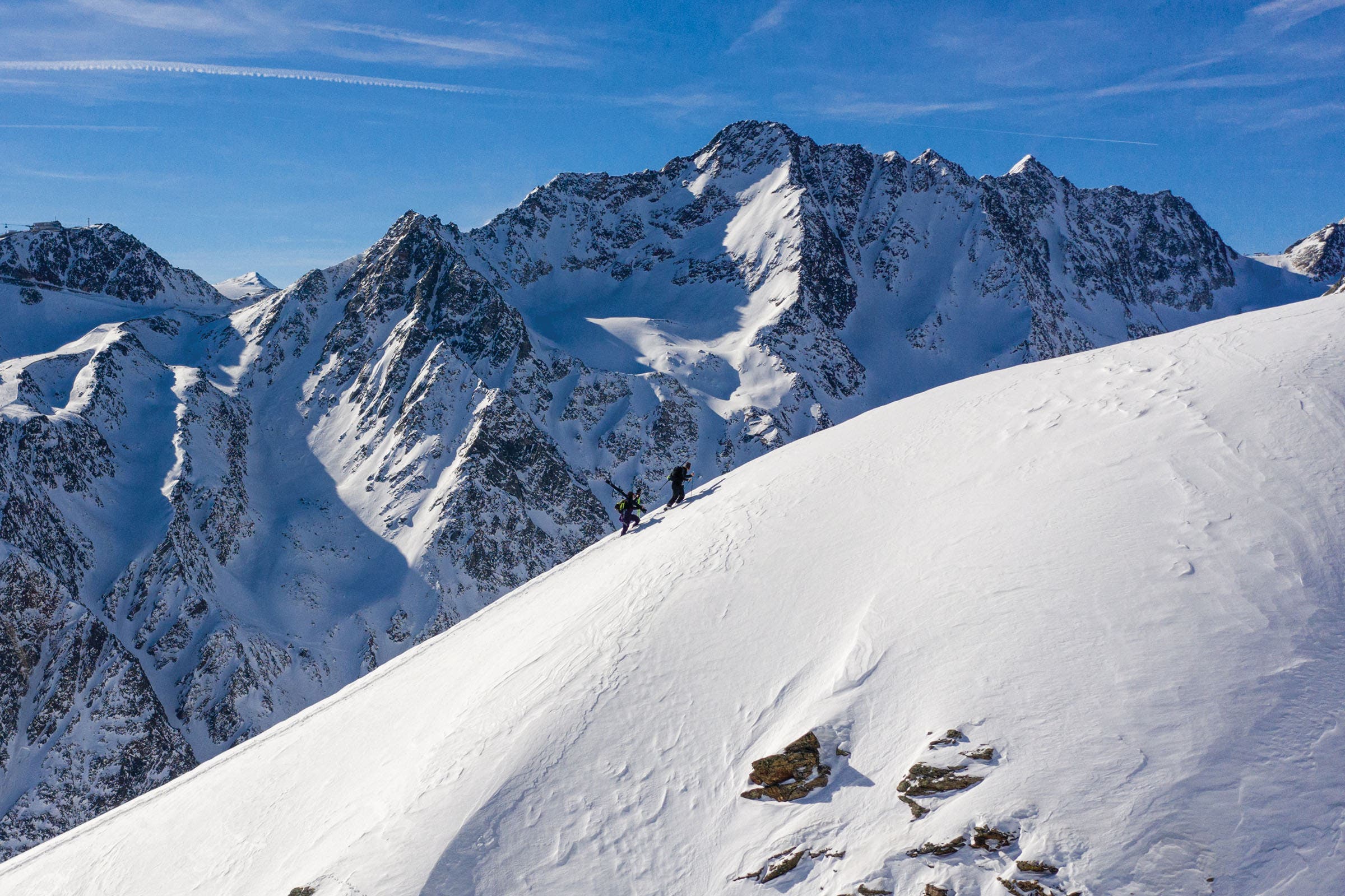 Boyd and Ian Morrison climb beyond the Sölden's pistes.