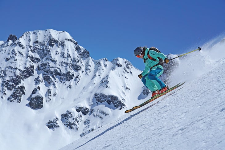 SNW70-SIL-20190418-SilvertonDSC00488_byIanAnderson Austrian freeskier Lorraine Huber skiing at Silverton.