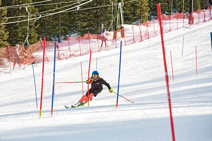 Lukas Haug trains on the slalom course
