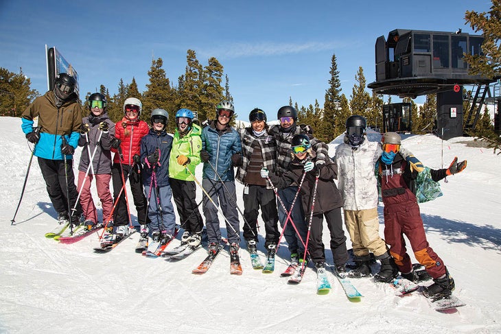 The freestyle team comprises roughly 40 skiers, a handful of whom are pictured here.