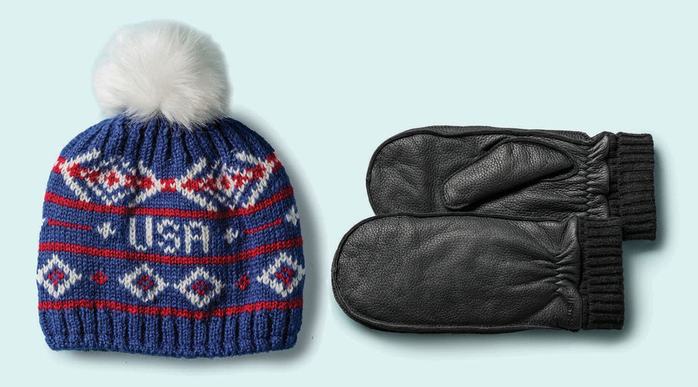 SKI1119-STY-WorldCup-w-hestra Turtle Fur Homeland Pom Beanie and Hestra Embla Mittens