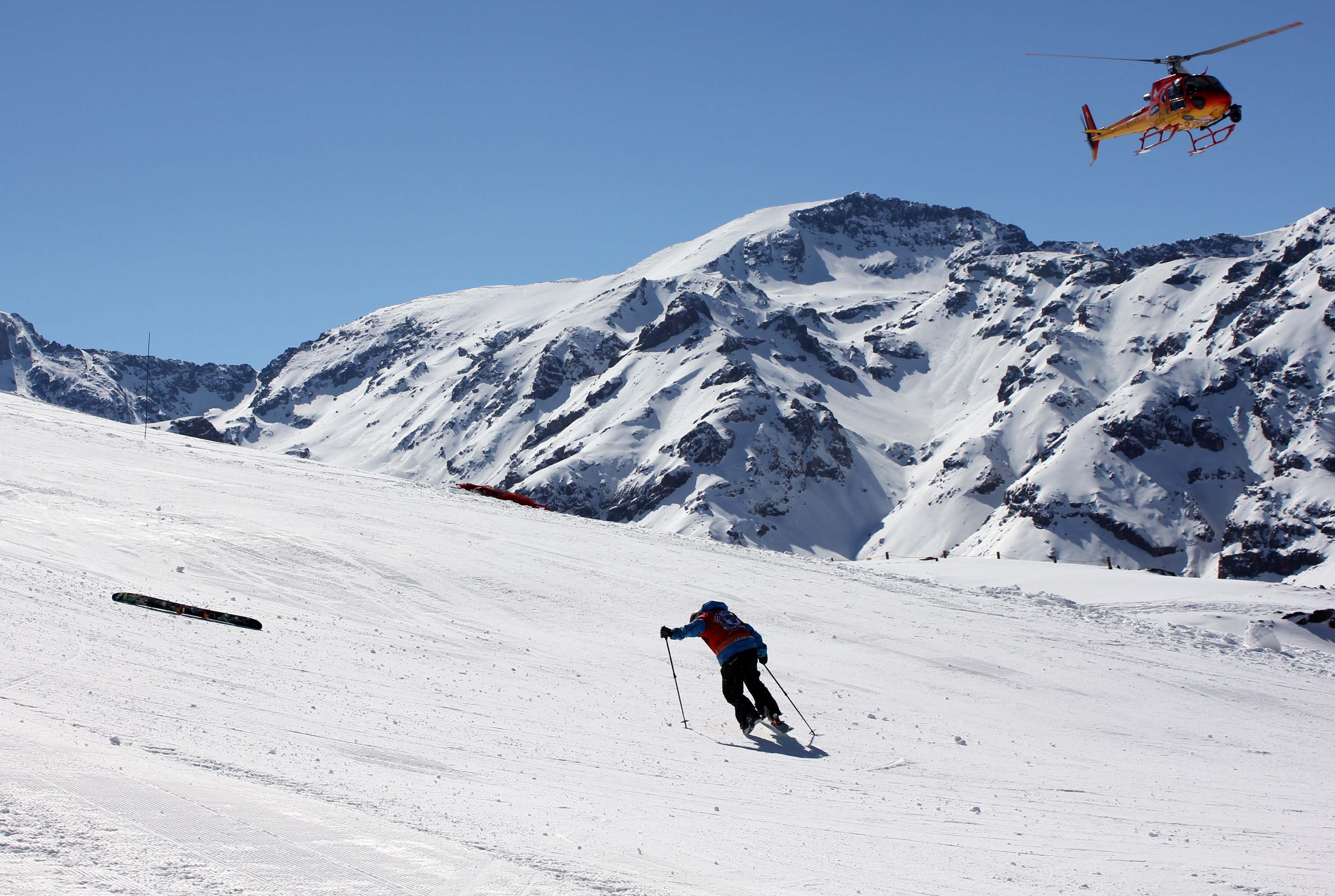 "The Candian skier (on team Americas) said “I had two crashes right off the bat, but it’s a good trip all in all. “"