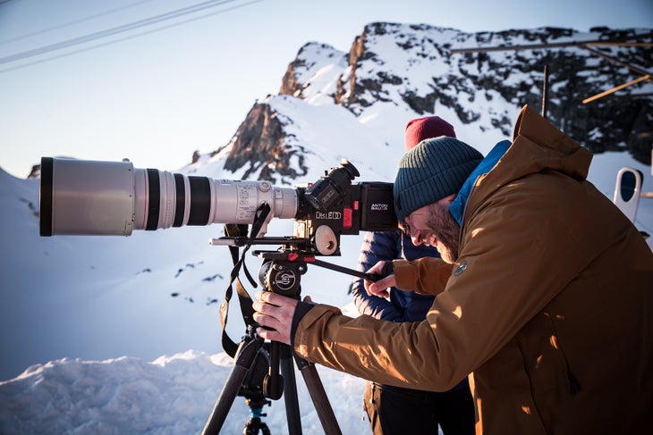 FWT20_VERBIERXTREME_DDAHER_1093 Dominique Daher setting up for the iconic shot.