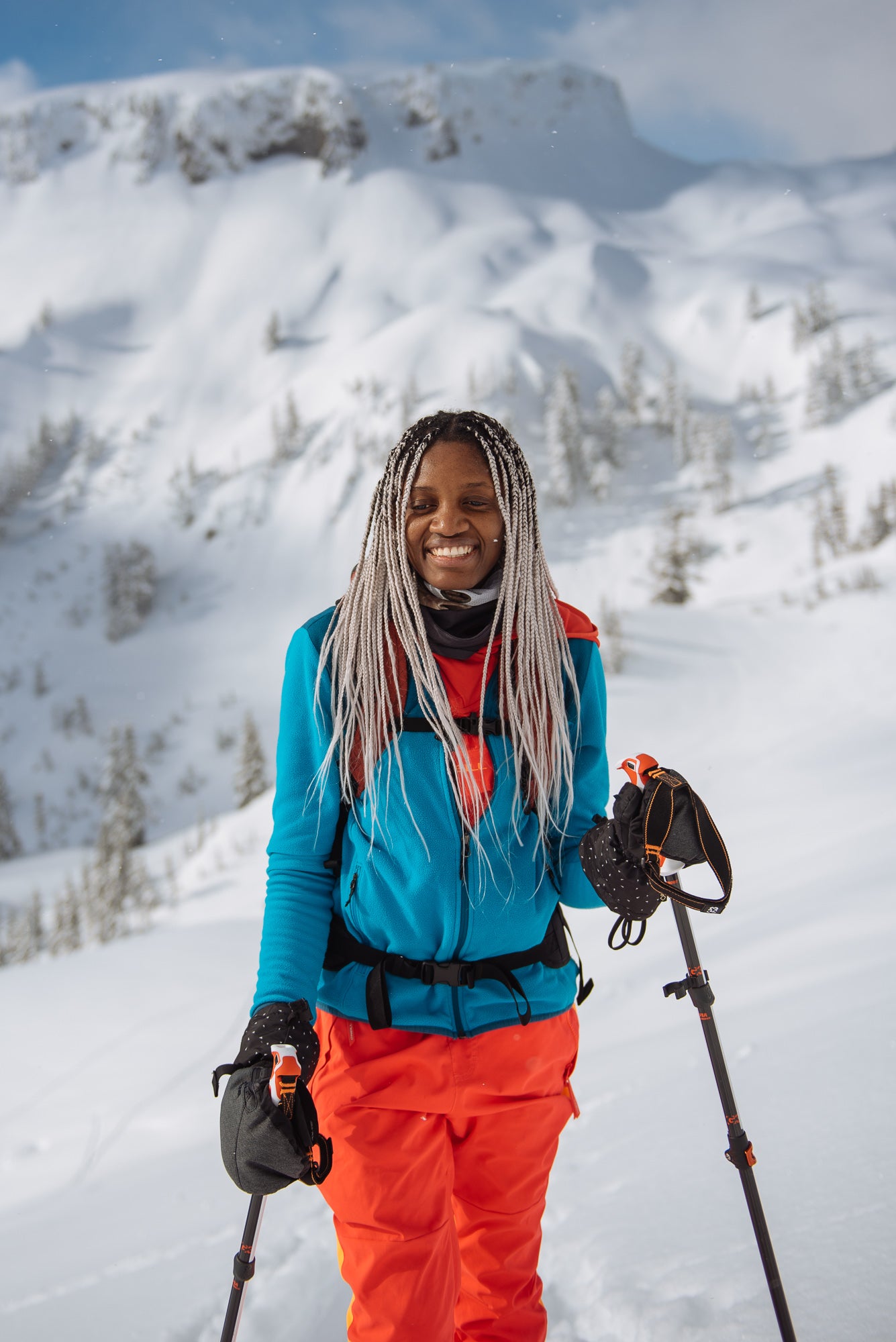 "Judith Kasiama, Founder of Colour the Trails, out on the snow."