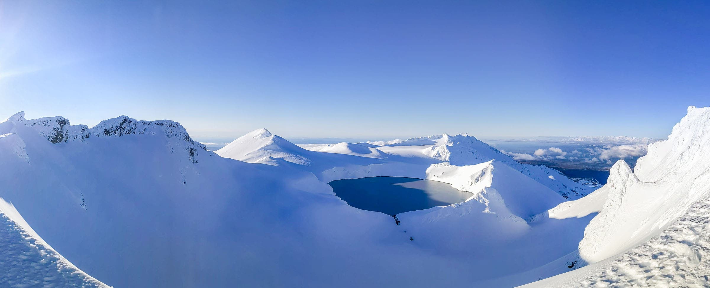 Looking out over Crater Lake, Mt Ruapehu