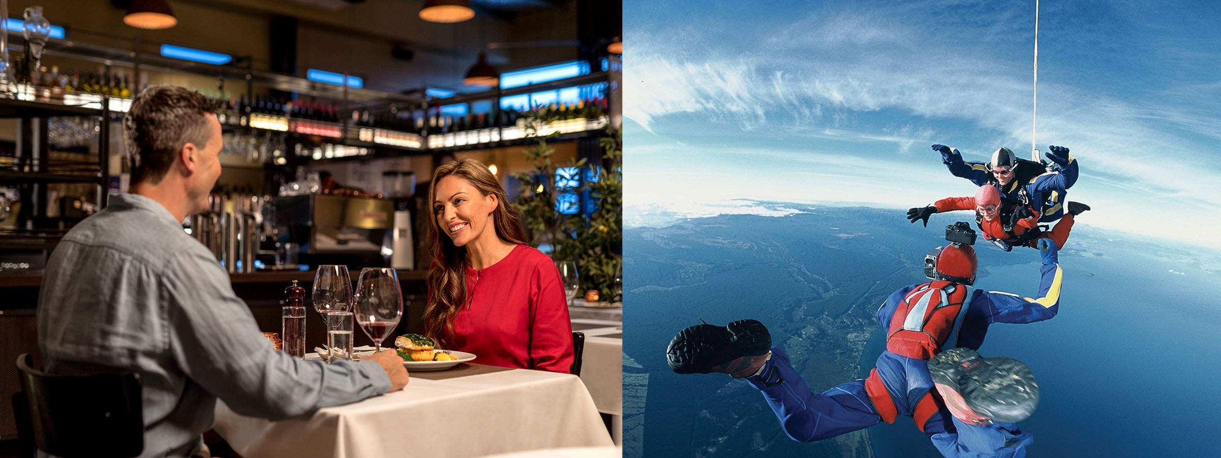 Dining in Taupō, skydiving over Lake Taupo