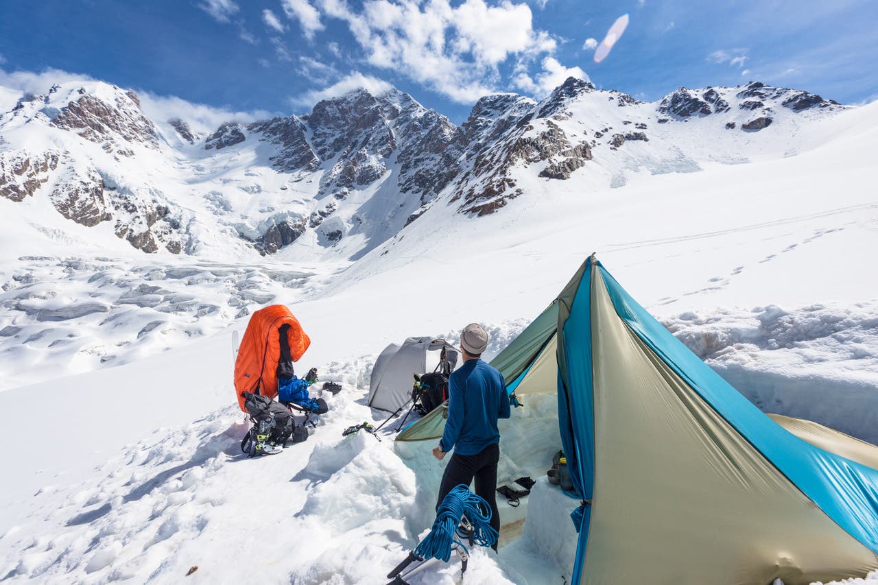 Leven_25May2018_3293 Brody Leven at camp on the glacier below Shkhara, the highest peak in the Republic of Georgia. Watch the whole adventure in Leven's passion project…