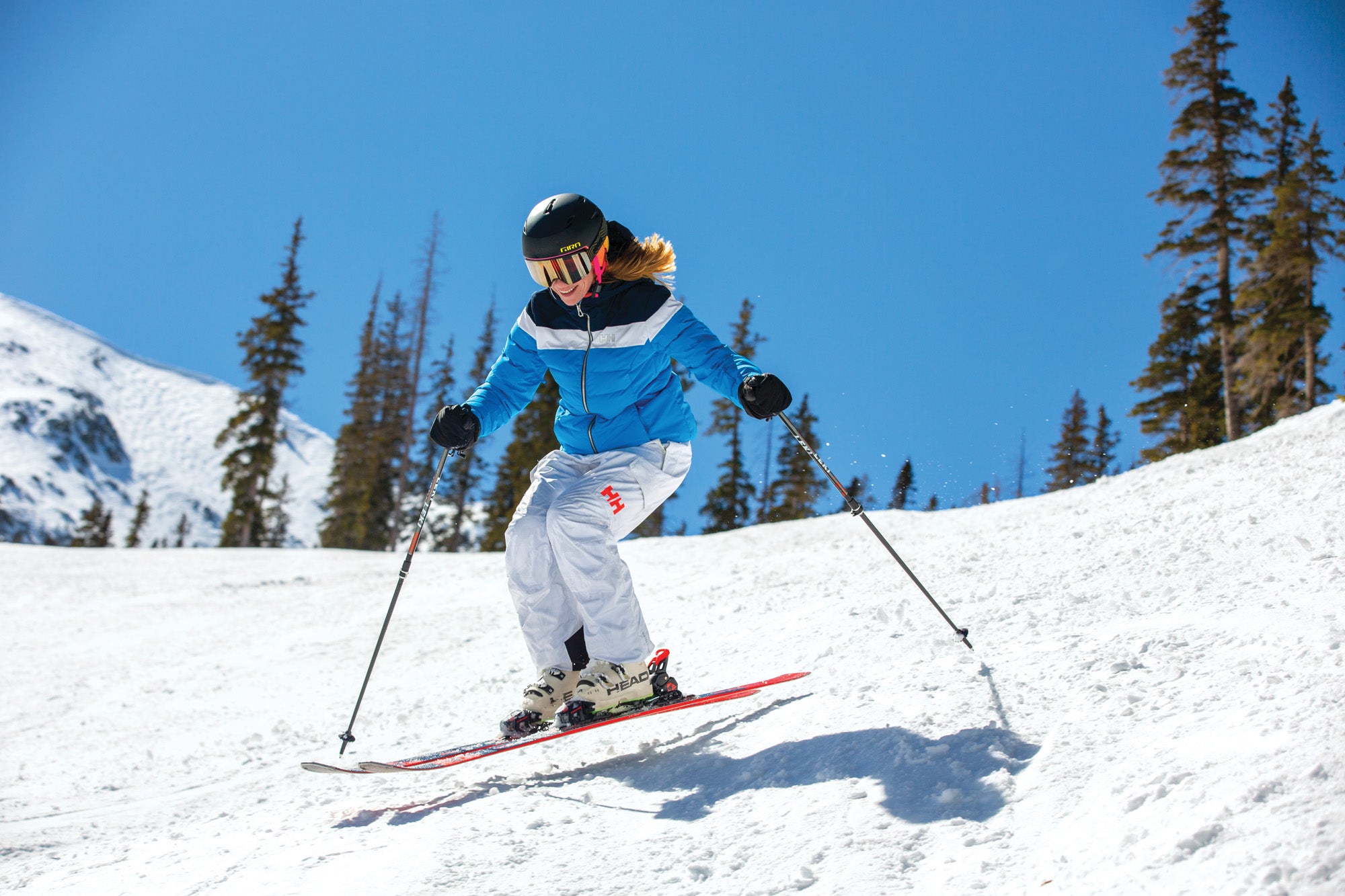 "Robin Barnes Testing ski at Taos, N.M."