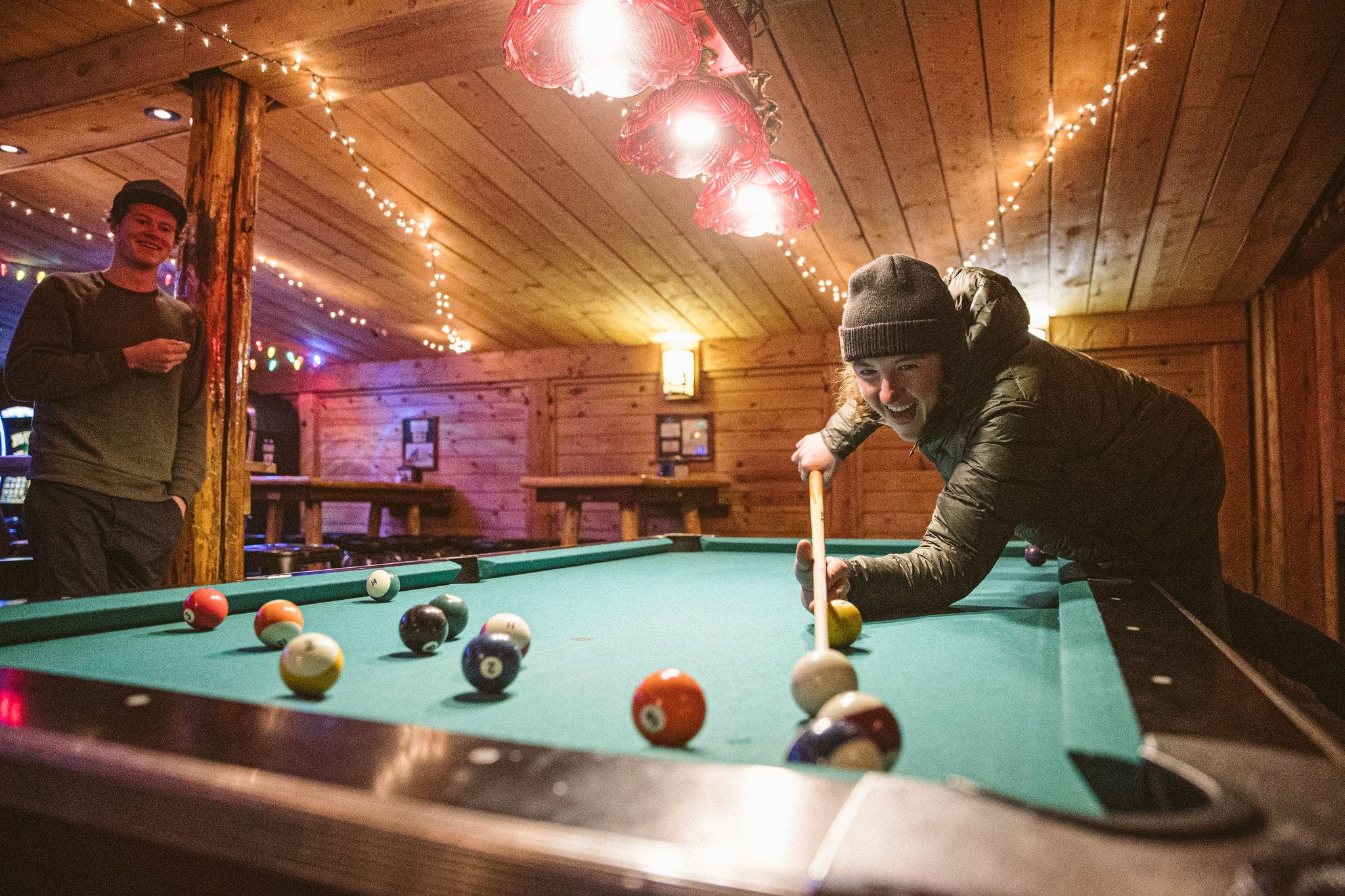 The stars of Dollar Short play pool