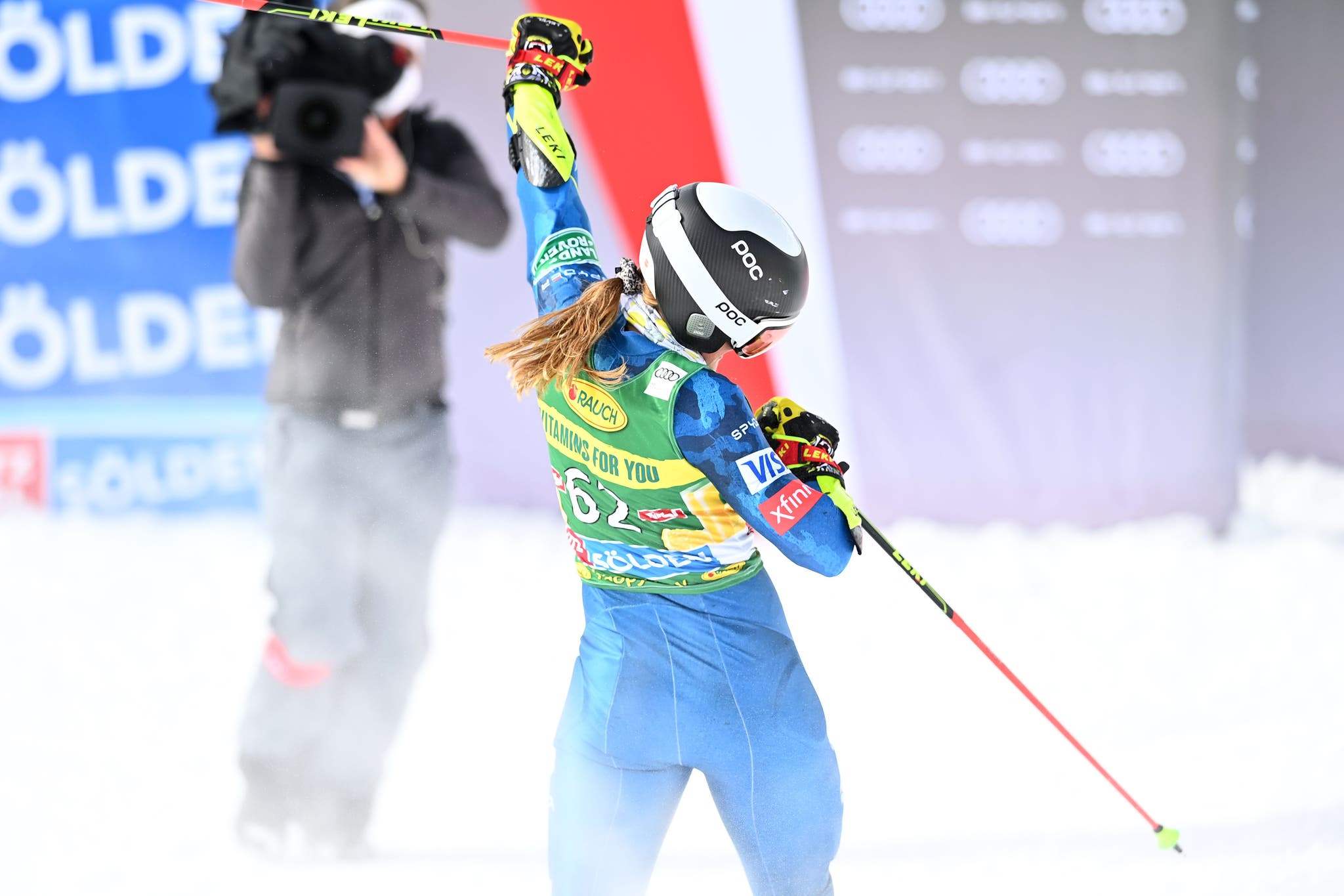 "Paula Moltzan celebrates in Solden, Austria 2020"