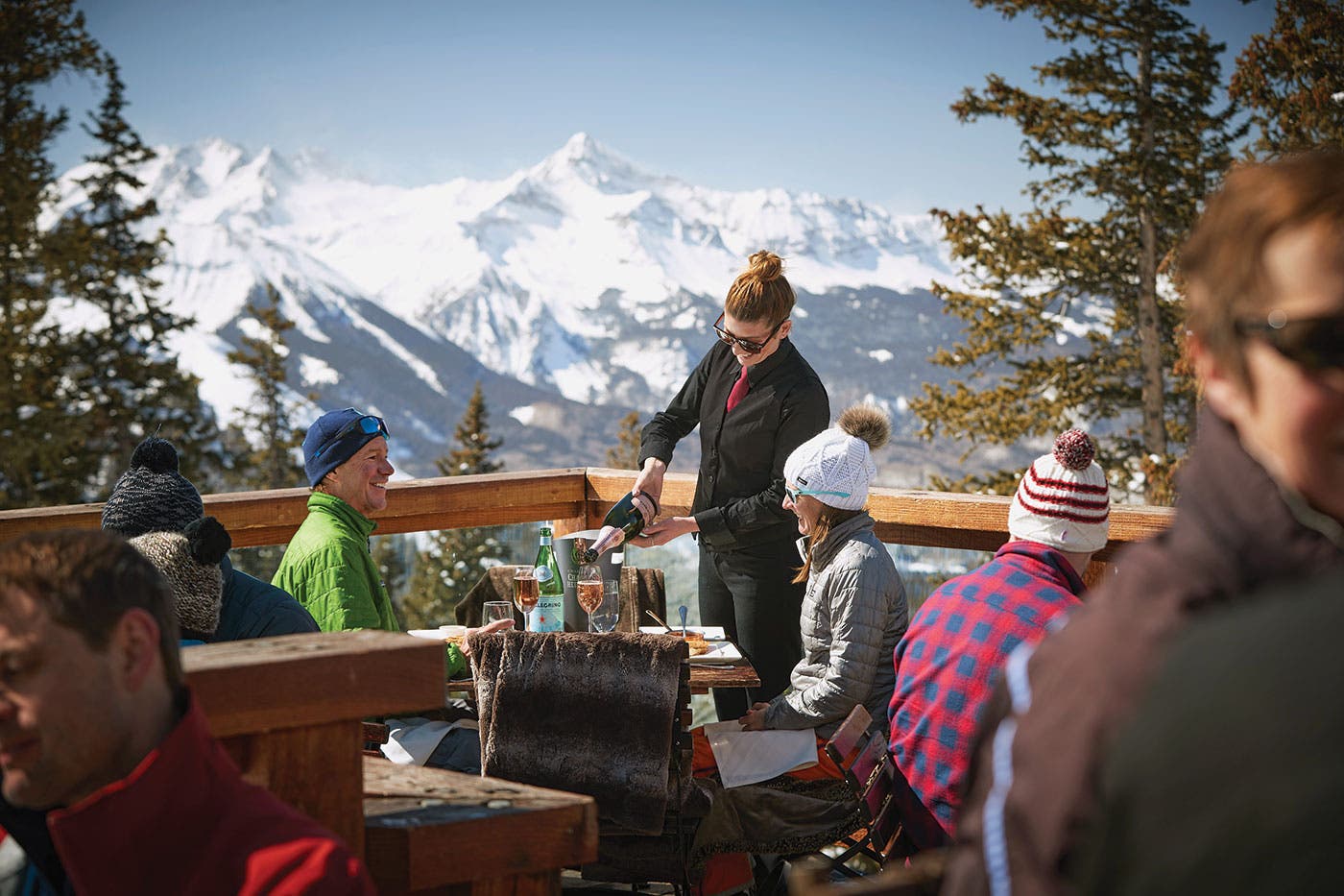 Pouring wine in Telluride