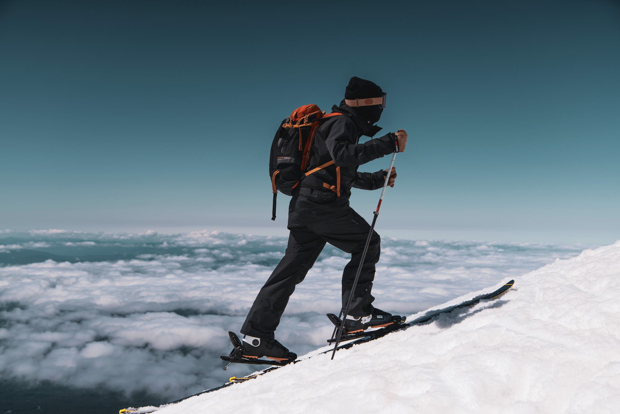 Josh Malczyck ski touring up Mt. Hood