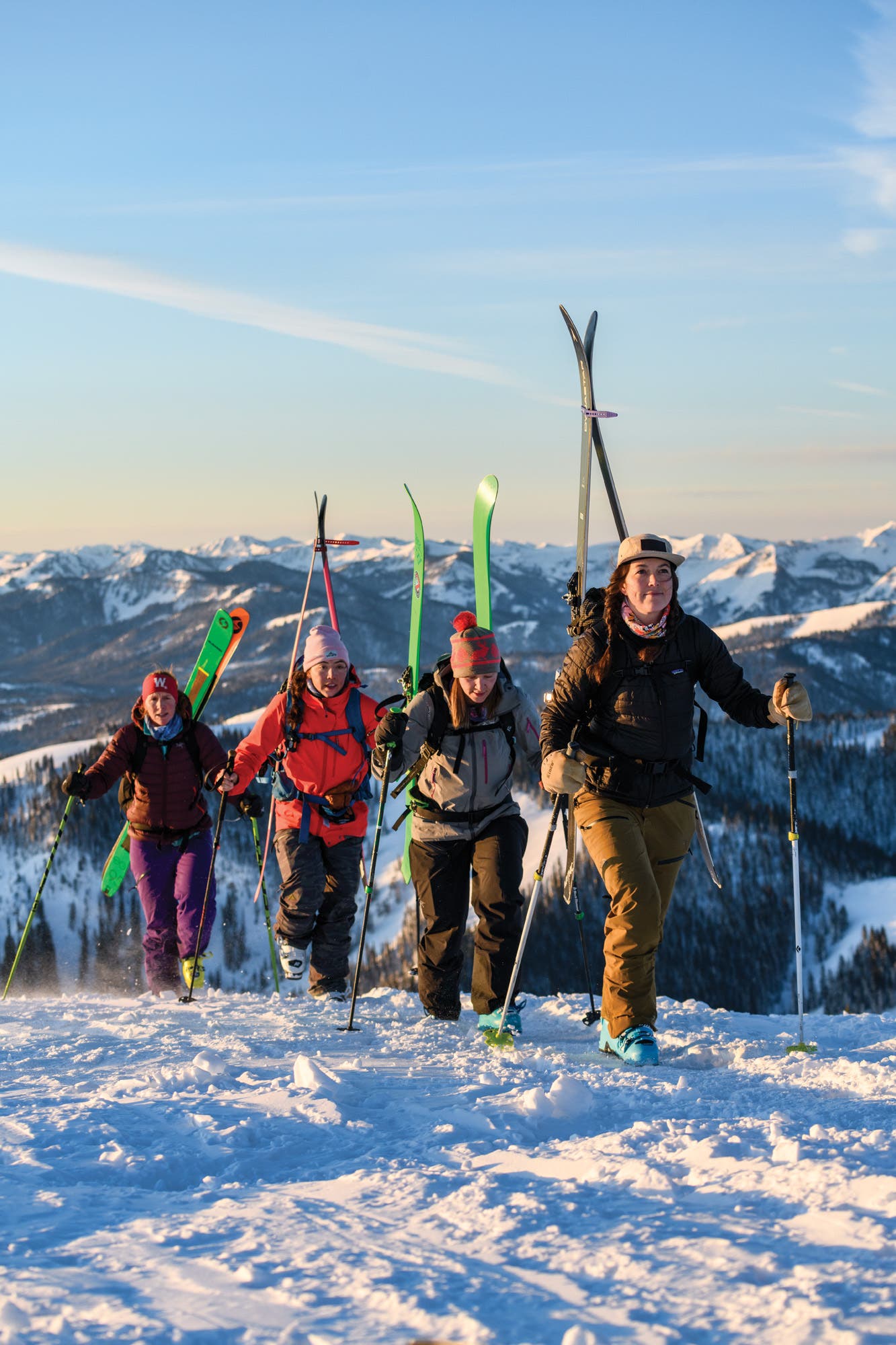 Crystal Wright and the Jackson Hole Babeforce on a bootpack