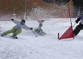     One of the youngest campers takes the plunge. Roxy has a full team of pro freeriders and skiers. To see the roster, Click Here