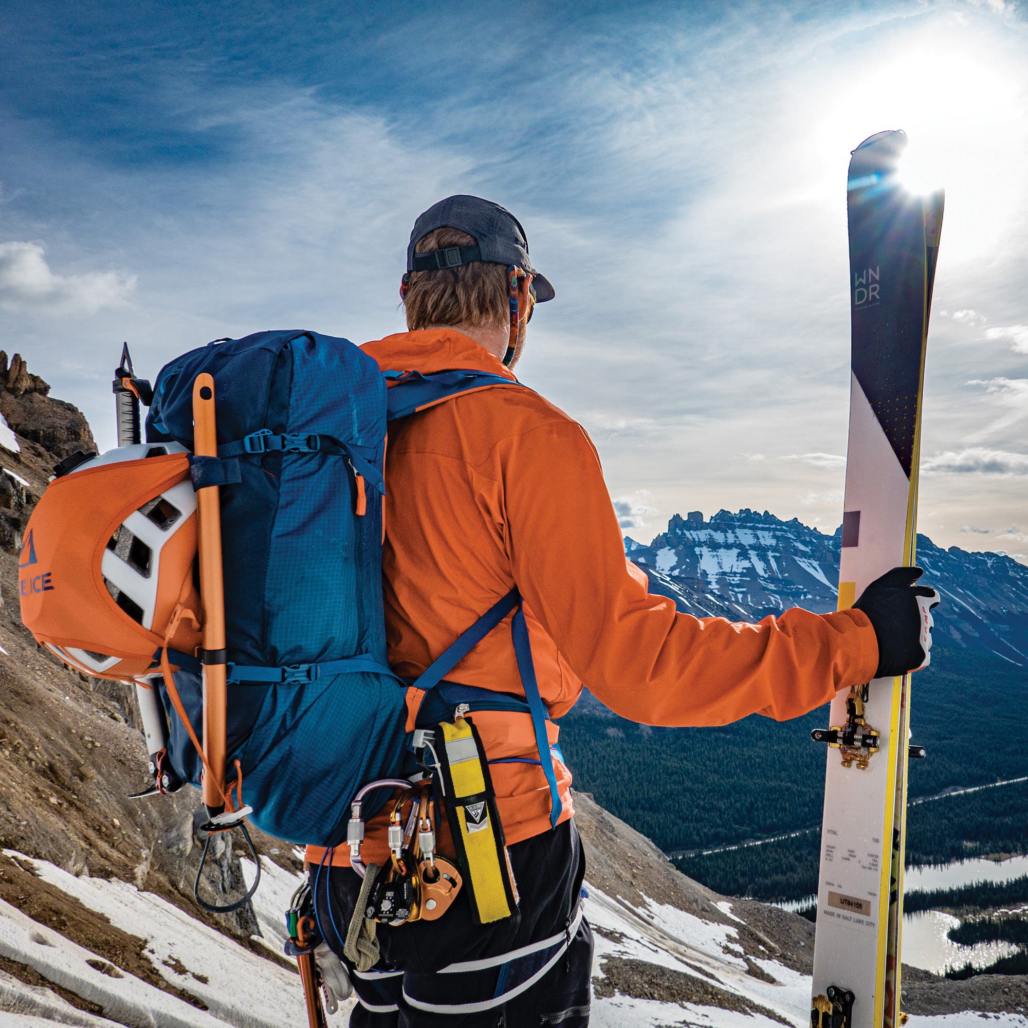 "WNDR Alpine skier on the mountain with gear."