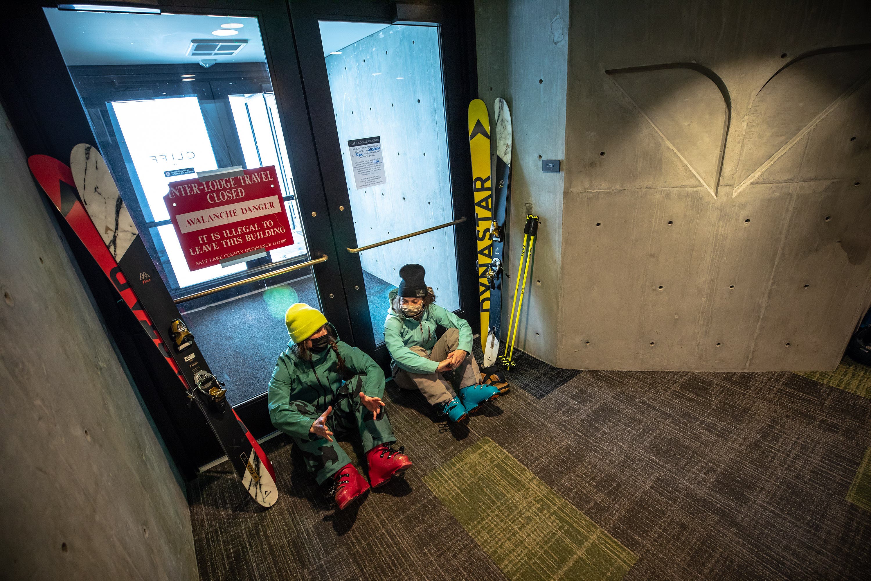 Rachael Burks and Megan Dingman Interlodged at Snowbird, Utah.