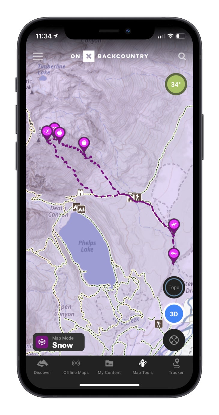 onX Backcountry app screenshot
