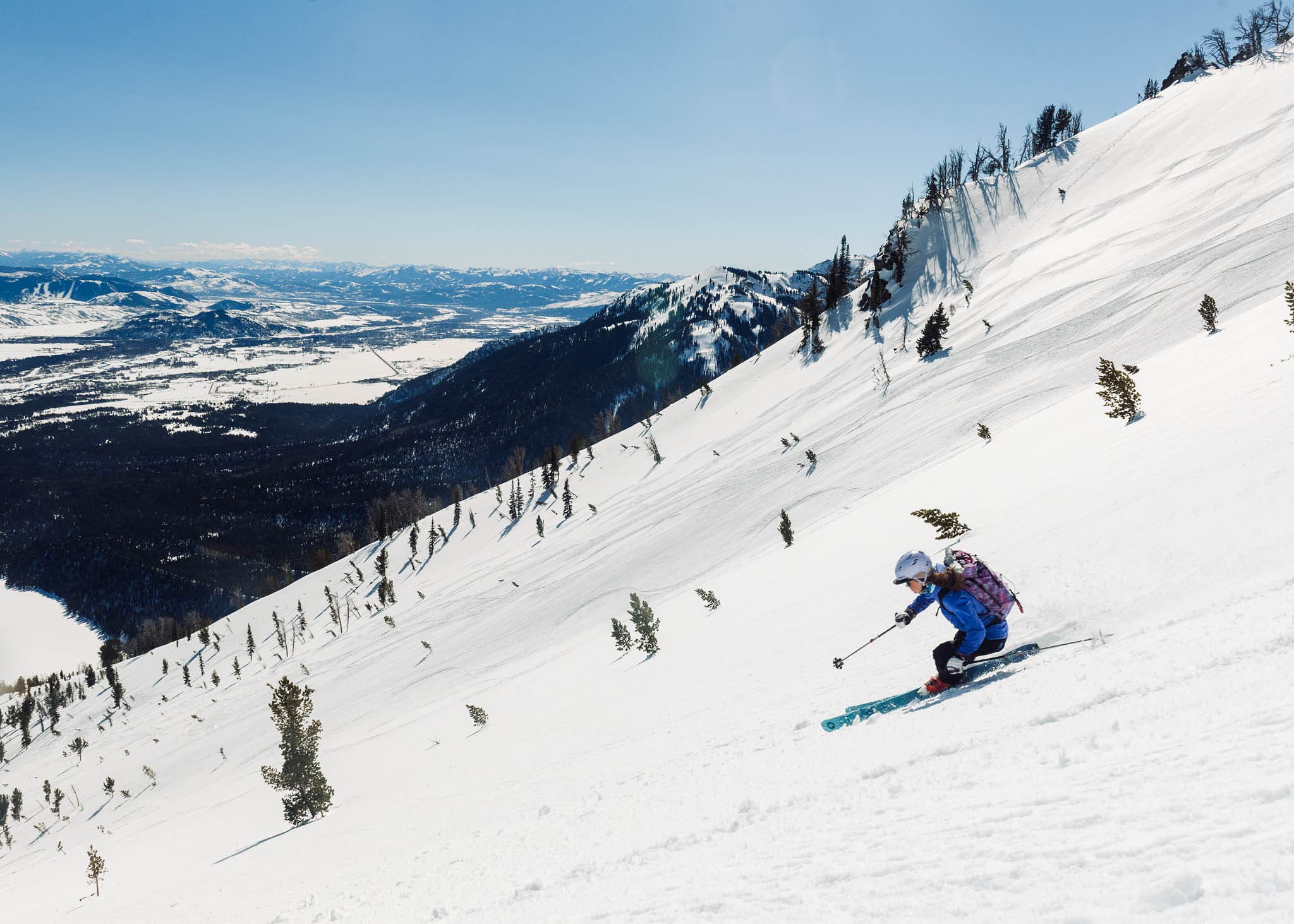 Skier descending from Albright Peak in Wyoming