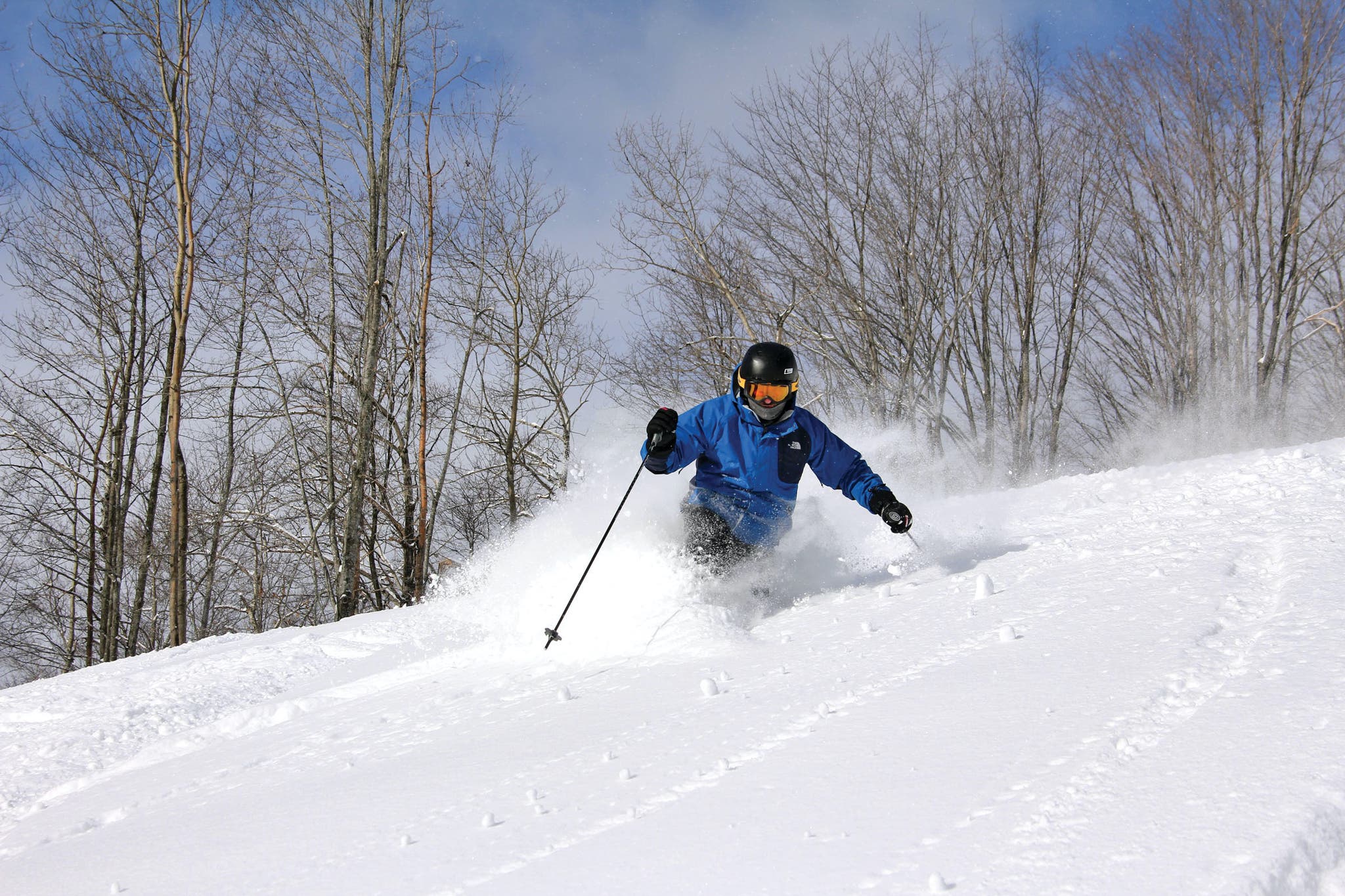 Powder skiing at Crystal Mountain Resort, Michigan