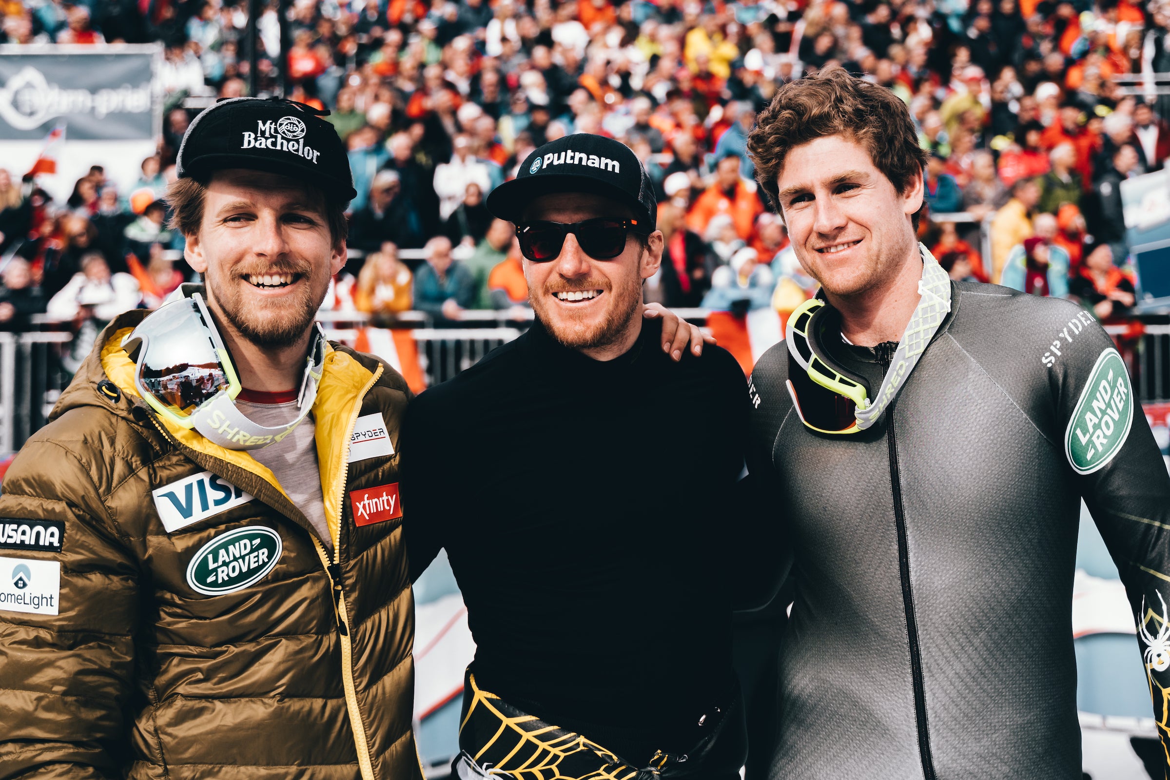 Ted Ligety poses with Tommy Ford and Ryan Cochran Siegle