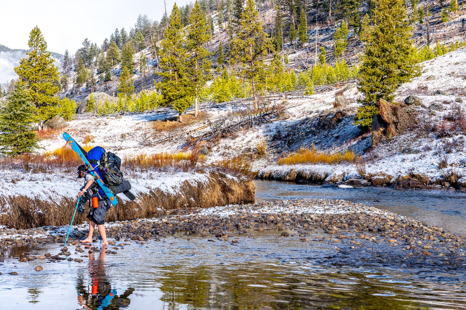 Sophia Schwartz with a big pack in the Wind River range.