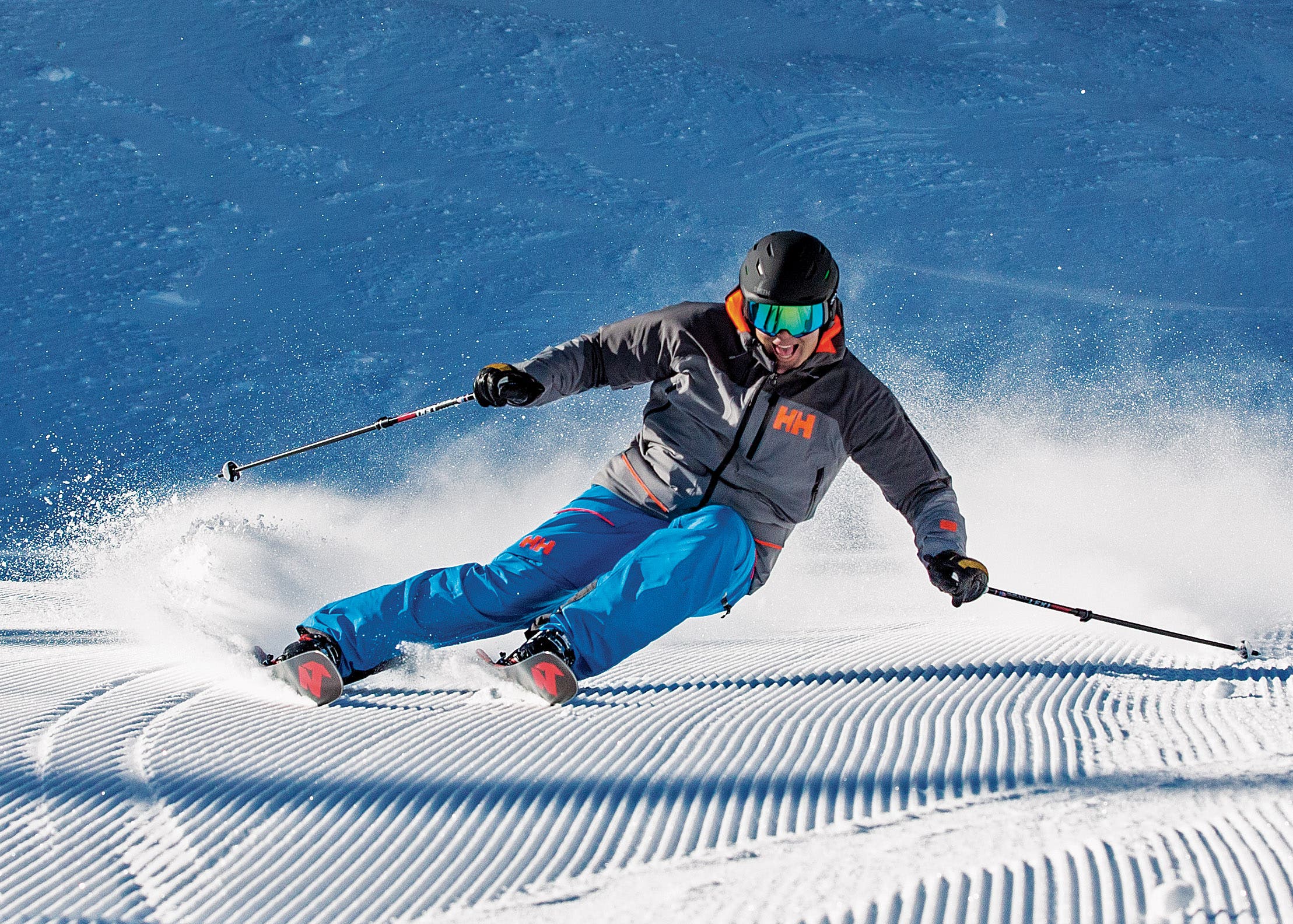 Skier Michael Rogan carves a turn