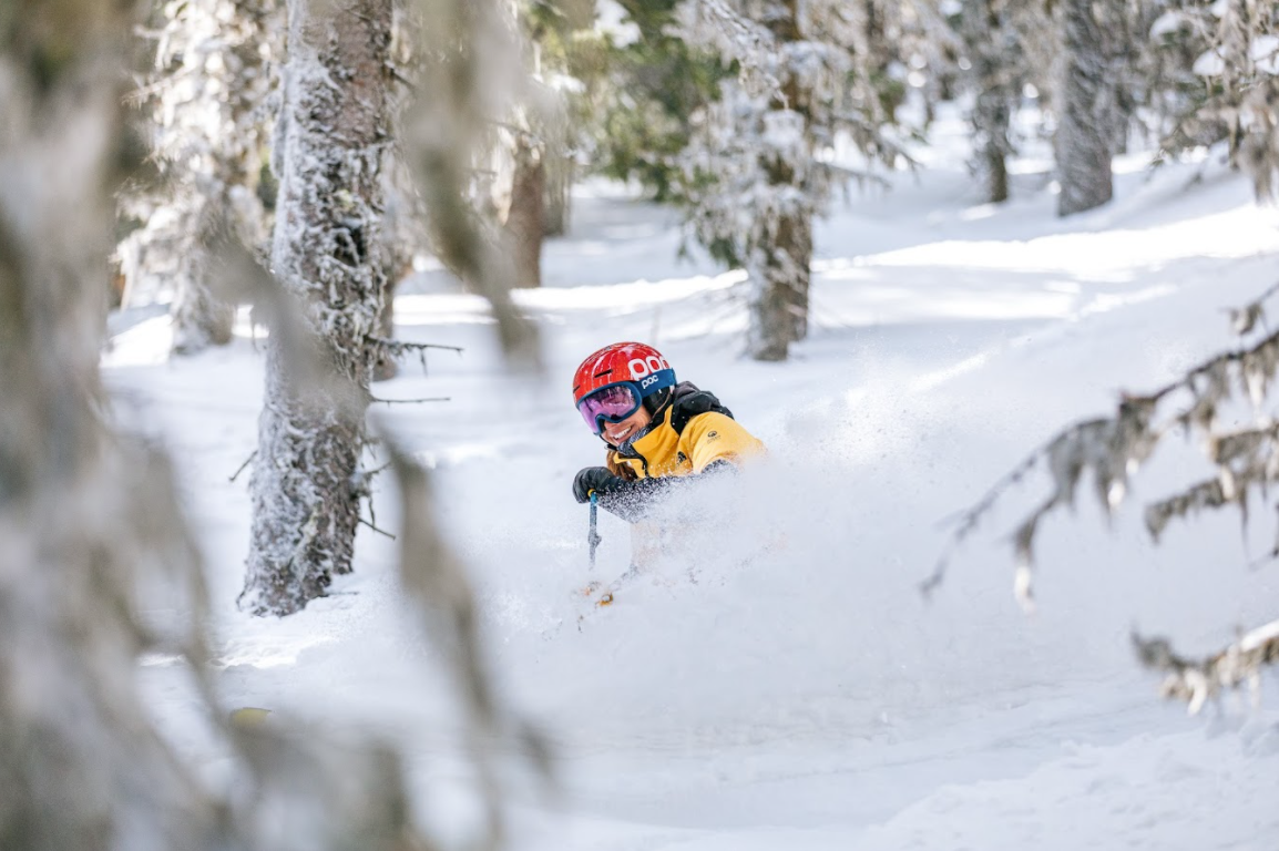 Ski instructor shreds powder