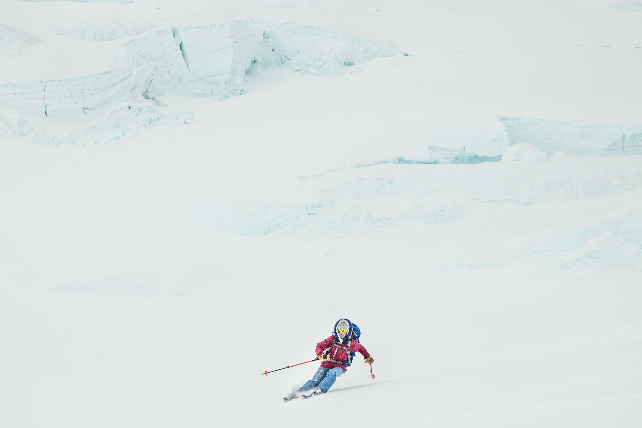 Sophia Schwartz skiing on Denali