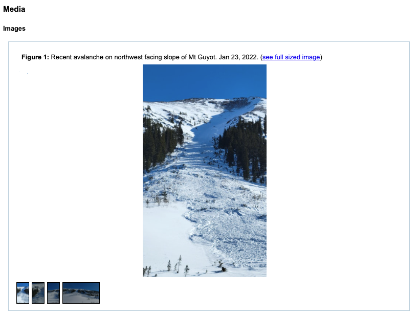 Example avalanche observation report from CAIC