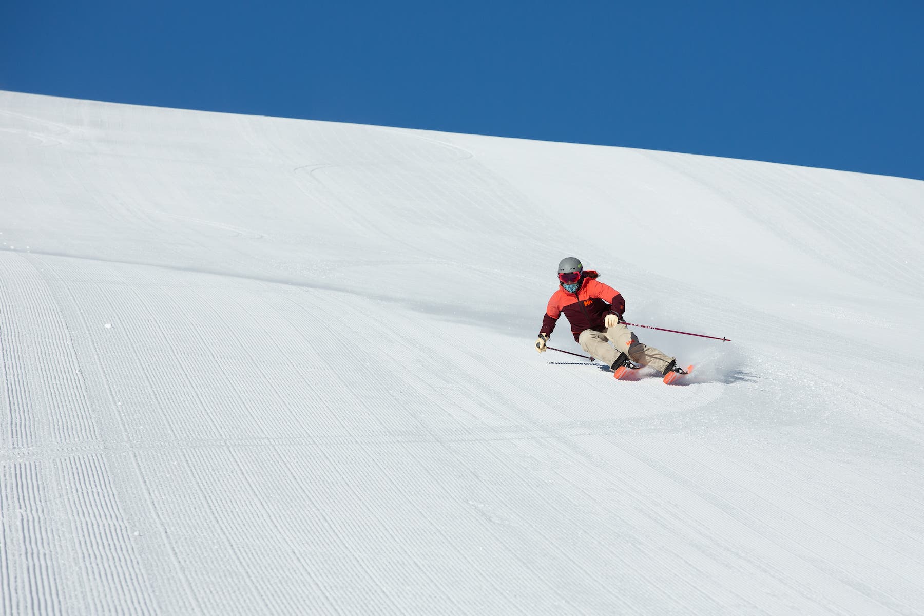 Outside's associate gear director Jenny Wiegand tests a pair of carving skis