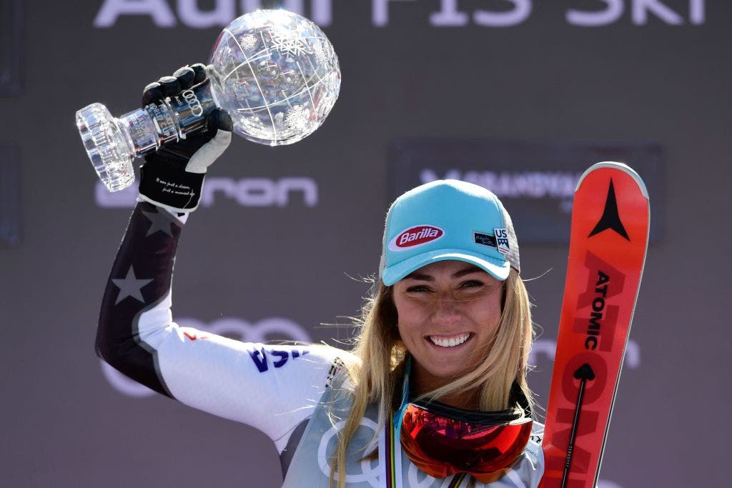 Mikaela Shiffrin with World Cup Crystal Globe
