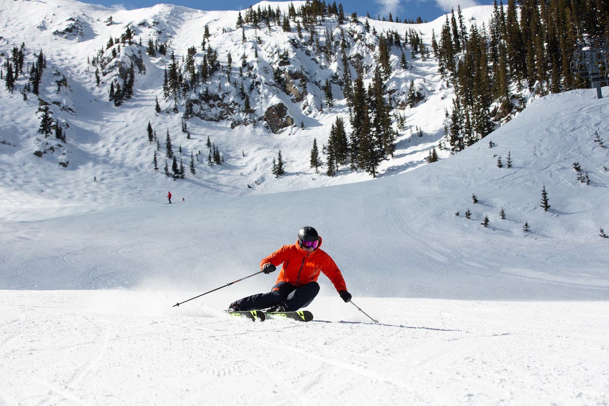 Ski tester carving at Taos