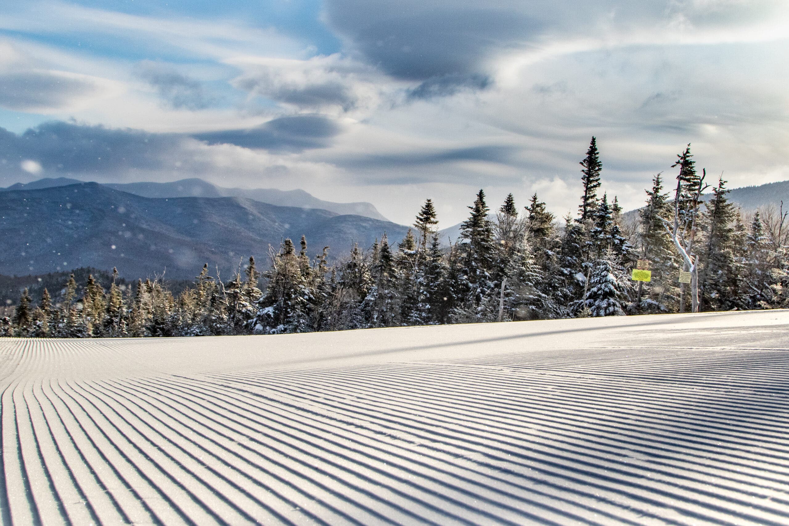 Groomed trail at Loon Mountain
