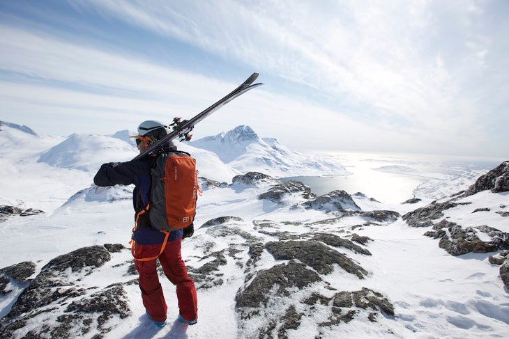 Skier with Ortovox Avabag in Greenland