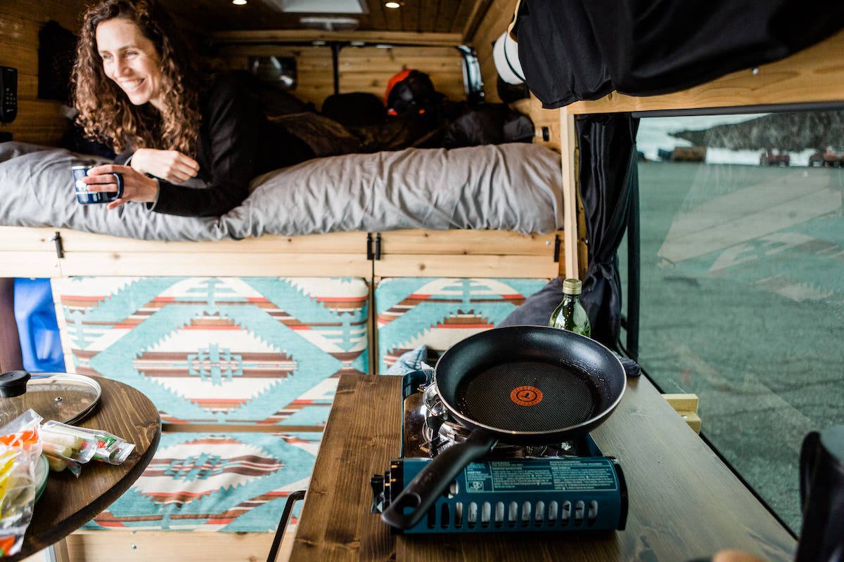 Woman living out of a van