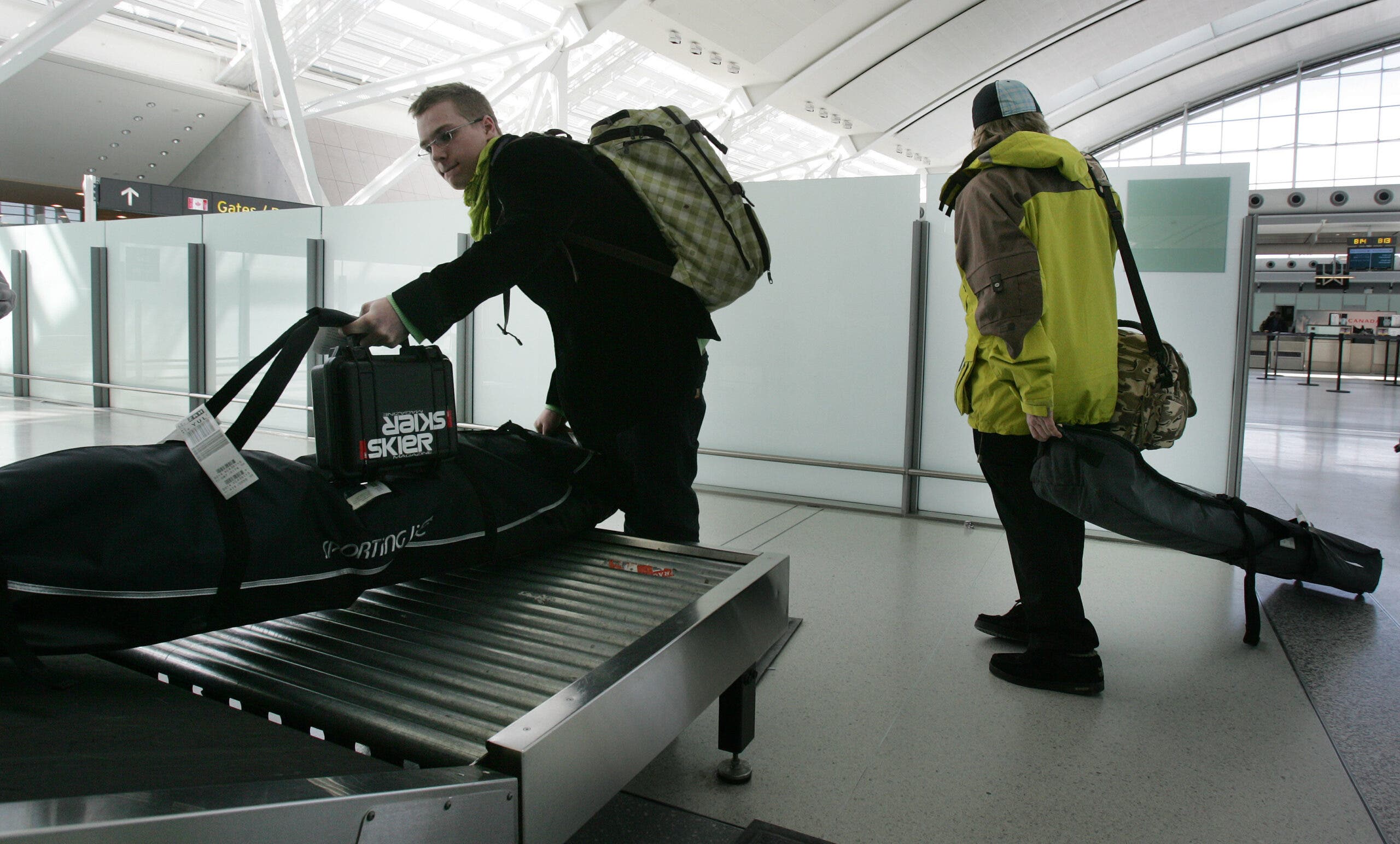 ski bags at the airport