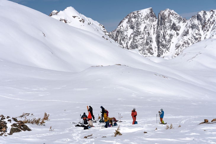 Group skiing in the Montana backcountry