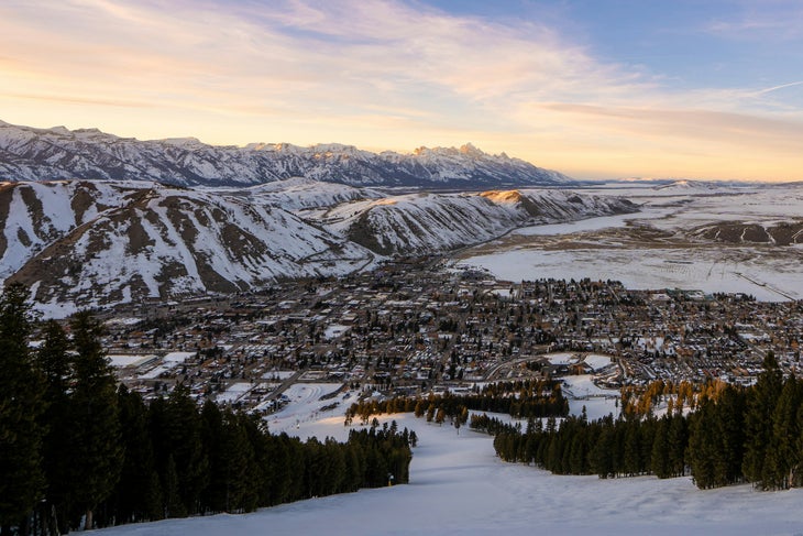 town of Jackson Hole from above