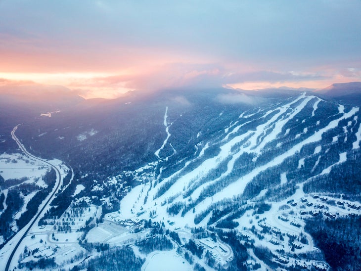 Sunset peaking through the clouds at Bretton Woods