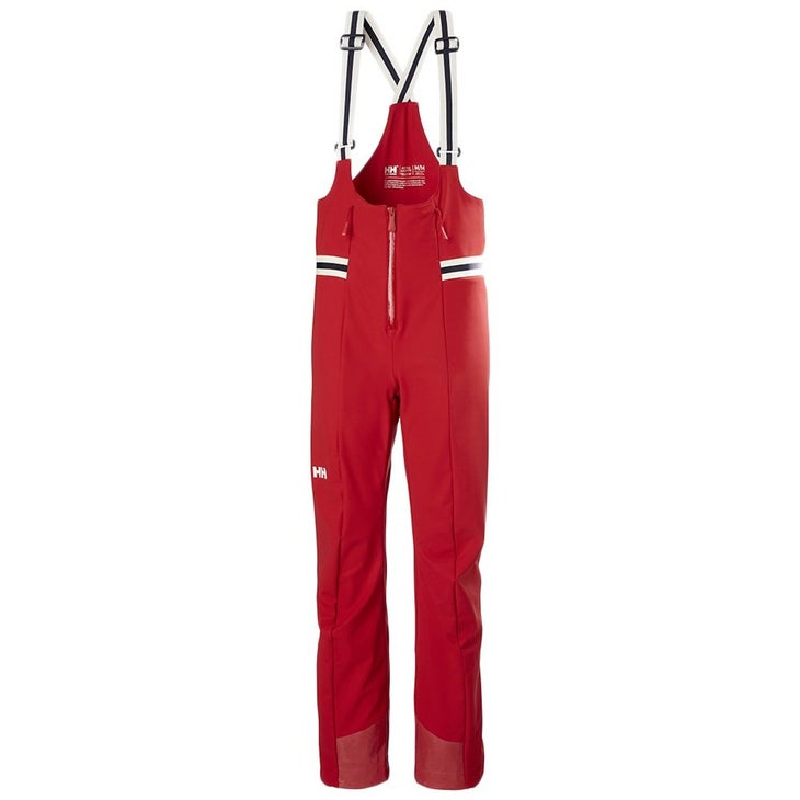 Red ski dungarees with retro designs from Helly Hansen