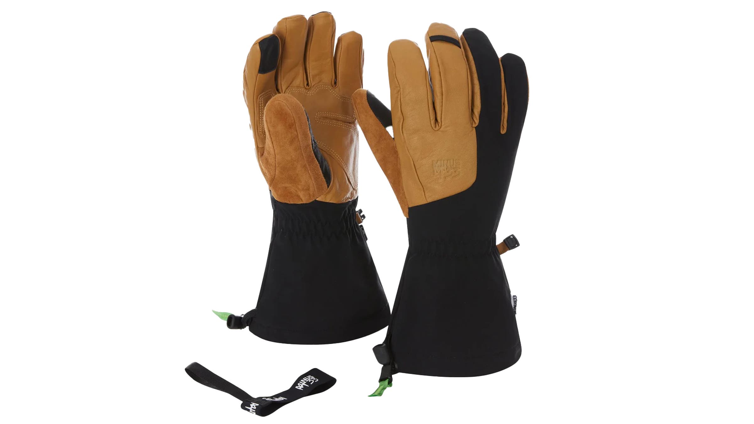 Minus33 wool ski glove on white background