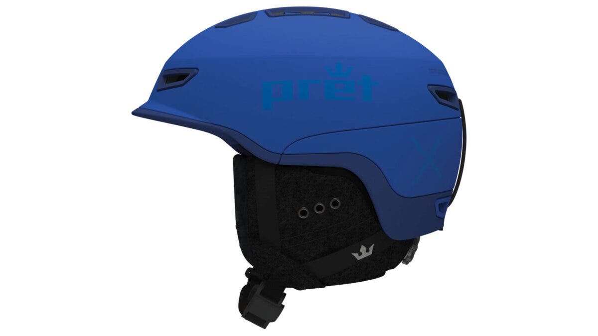 Blue Pret Fury X ski helmet on white background
