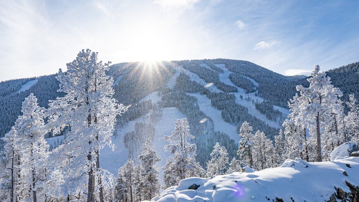 Photo of Montana's Red Lodge Mountain ski area covered in snow