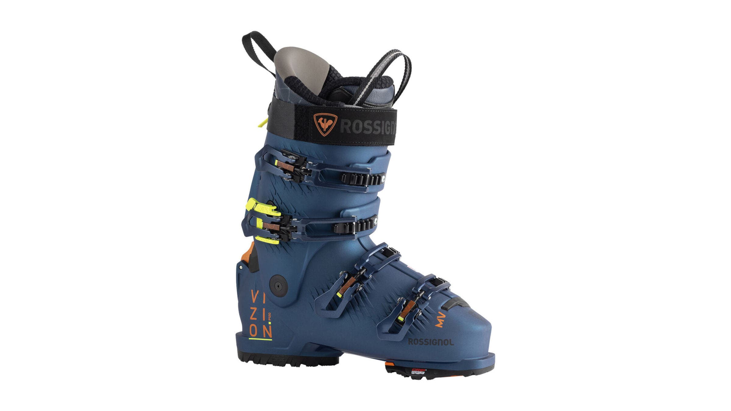 Rossignol Vizion 4B Pro MV blue ski boot on a white background